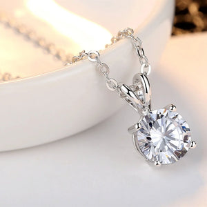 Gemstone Moissanite Pendant Necklace Silver Gift For Woman