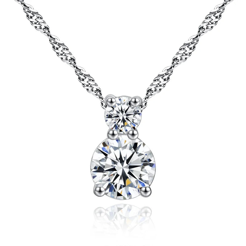 Natural Gemstones Moissanite Zirconia Silver Pendant Necklace