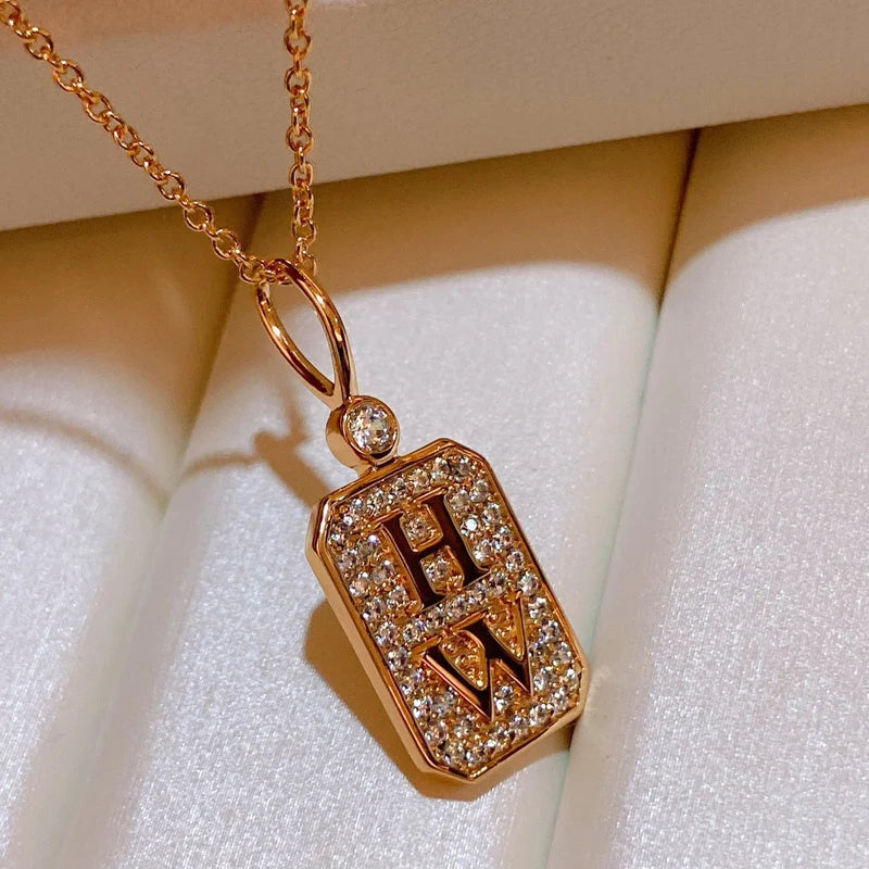 CZ Zirconia Name Pendant Necklace for Women