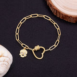 Classic Heart Bracelet Princess Cut CZ Pendant Bangles Copper Jewelry