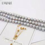 Natural Grey Pearl Beads Round Loose Pearls DIY Jewelry Making
