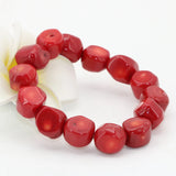 Natural Red Coral Irregular Beads Bracelet 7.5inch