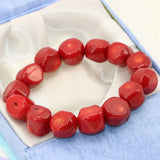 Natural Red Coral Irregular Beads Bracelet 7.5inch