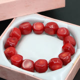 Natural Red Coral Irregular Beads Bracelet 7.5inch