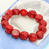 Natural Red Coral Irregular Beads Bracelet 7.5inch