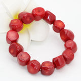 Natural Red Coral Irregular Beads Bracelet 7.5inch