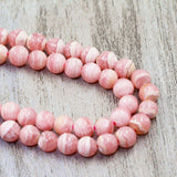 Natural Rhodochrosite Stone Round Pink Beads 3/4/5/6mm