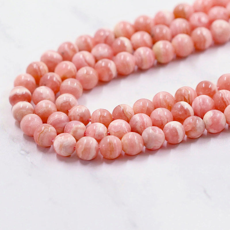 Natural Rhodochrosite Stone Round Pink Beads 3/4/5/6mm