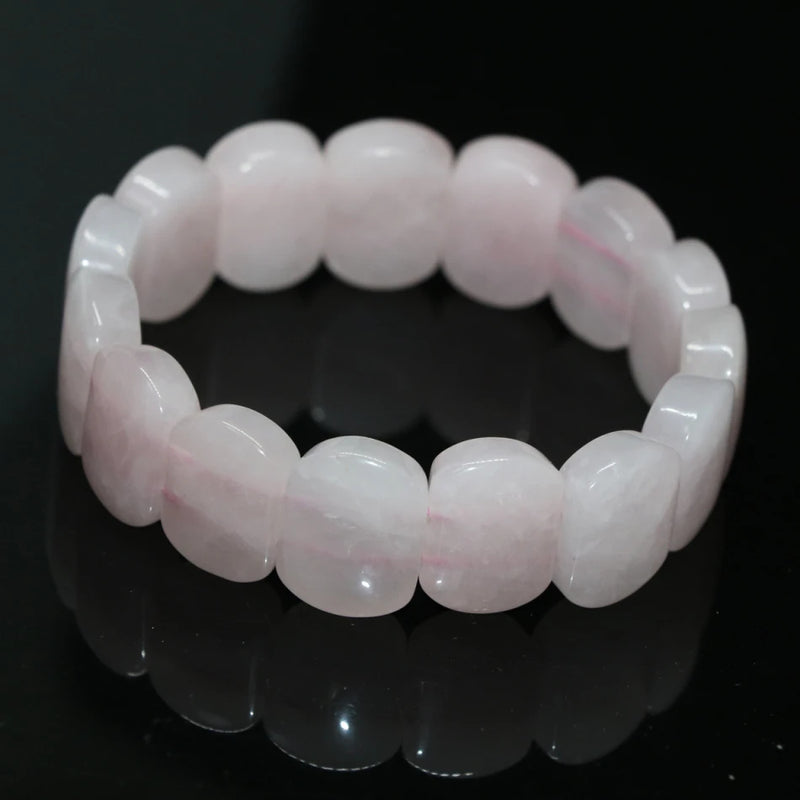 Natural Rose Pink Crystal Rectangle Beads 13*18mm Charms Bracelet Jewelry