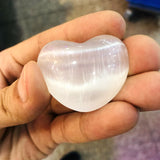 Selenite Heart Cat Eye Stone Mineral Reiki Chakra Healing 35mm 50mm 60mm