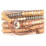 Natural Stone 5 Layer Leather Bracelet Wrap Beaded Bracelets