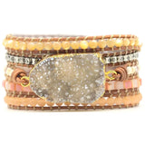 Natural Stone 5 Layer Leather Bracelet Wrap Beaded Bracelets