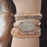 Natural Stone 5 Layer Leather Bracelet Wrap Beaded Bracelets