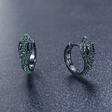 Monacon Vintage Buckle Earrings Micro Mosaic Green AAA+ Zircon Snake Earrings