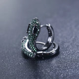 Monacon Vintage Buckle Earrings Micro Mosaic Green AAA+ Zircon Snake Earrings