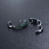 Monacon Vintage Buckle Earrings Micro Mosaic Green AAA+ Zircon Snake Earrings