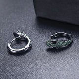Monacon Vintage Buckle Earrings Micro Mosaic Green AAA+ Zircon Snake Earrings