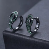 Monacon Vintage Buckle Earrings Micro Mosaic Green AAA+ Zircon Snake Earrings
