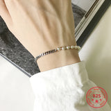 925 Silver Beads Chain Bangle Bracelet for Women