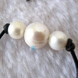 Real Freshwater Pearl Necklace 18 inches Leather Jewelry Birthday