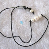 Real Freshwater Pearl Necklace 18 inches Leather Jewelry Birthday