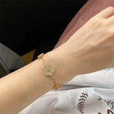 Red Ladybug Shell Flower Charm Chain Bracelet Women Jewelry B201075