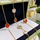Red Ladybug Shell Flower Charm Chain Bracelet Women Jewelry B201075