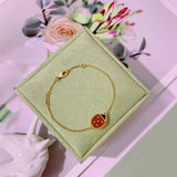 Red Ladybug Shell Flower Charm Chain Bracelet Women Jewelry B201075
