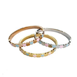 Pink Shell Heart Bangle Stainless Steel Women Jewelry