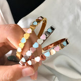 Pink Shell Heart Bangle Stainless Steel Women Jewelry