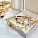 Pink Shell Heart Bangle Stainless Steel Women Jewelry