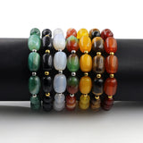 Round Agates Bracelet Tiger Eye Stainless Steel Beads