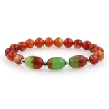 Round Agates Bracelet Tiger Eye Stainless Steel Beads