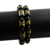 Round Agates Bracelet Tiger Eye Stainless Steel Beads