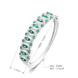 S925 Sterling Silver Green Zircon Bracelet For Women Wedding Anniversary Jewelry