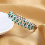 S925 Sterling Silver Green Zircon Bracelet For Women Wedding Anniversary Jewelry