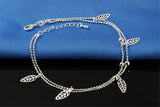 Silver 925 Leaf Double Layer Anklet for Women Girls