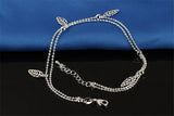 Silver 925 Leaf Double Layer Anklet for Women Girls