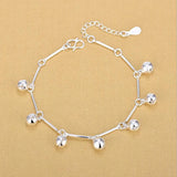 Silver 925 Anklets For Women Jewelry Bamboo Chain Bells Girl Bracelets