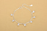 Silver 925 Anklets For Women Jewelry Bamboo Chain Bells Girl Bracelets