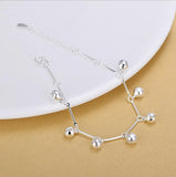 Silver 925 Anklets For Women Jewelry Bamboo Chain Bells Girl Bracelets