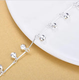 Silver 925 Anklets For Women Jewelry Bamboo Chain Bells Girl Bracelets