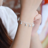 Silver 925 Anklets For Women Jewelry Bamboo Chain Bells Girl Bracelets