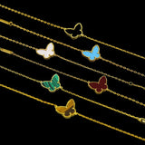 Silver Plated Shell Butterfly Charms Chain Bracelet