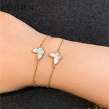 Silver Plated Shell Butterfly Charms Chain Bracelet