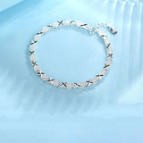 Zircon Geometric Bracelet Silver Plated for Women Wedding