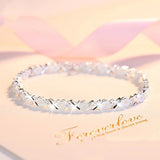 Zircon Geometric Bracelet Silver Plated for Women Wedding