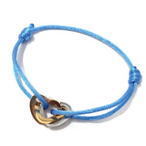 Tricolor Steel Heart Style Tricyclic 16 Colors Cotton Rope Bracelet