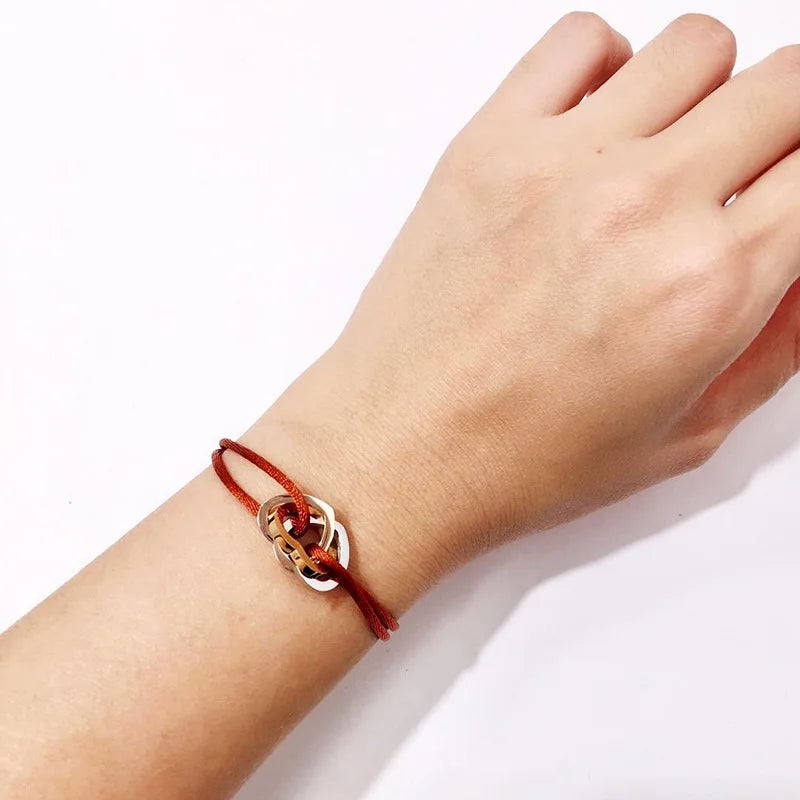 Tricolor Steel Heart Style Tricyclic 16 Colors Cotton Rope Bracelet