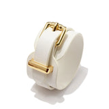 Stainless Steel Buckle Wide PU Leather Bracelet Bangle
